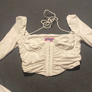 edikted white corset halter tie top